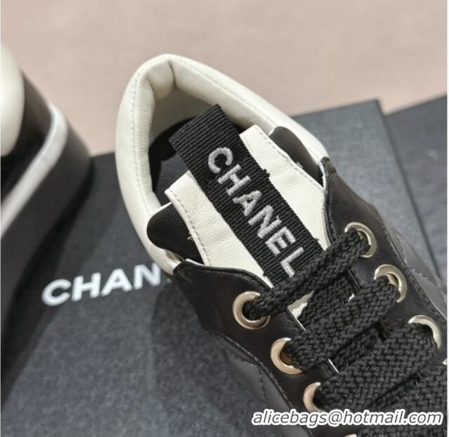 Shop Duplicate Chanel Quilted Lambskin Platform Sneakers Dark Grey 601066