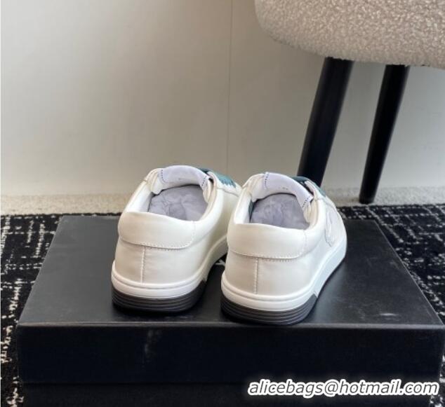 Popular Style Chanel CC White Calfskin Sneakers Green 601103