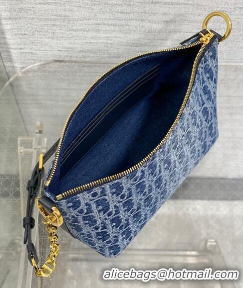 Buy Luxury Dior Diorstar Hobo Bag with Chain in Denim Dior Oblique Jacquard CD4074 Blue 2024