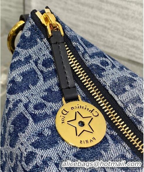 Buy Luxury Dior Diorstar Hobo Bag with Chain in Denim Dior Oblique Jacquard CD4074 Blue 2024