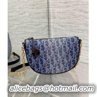 Hot Style Dior Callisto Moon Medium bag in  Denim Dior Oblique Jacquard CD24076 Blue 2024