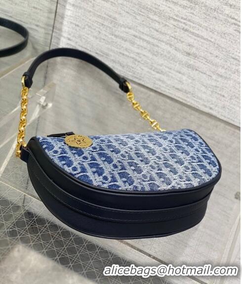 Hot Style Dior Callisto Moon Medium bag in  Denim Dior Oblique Jacquard CD24076 Blue 2024