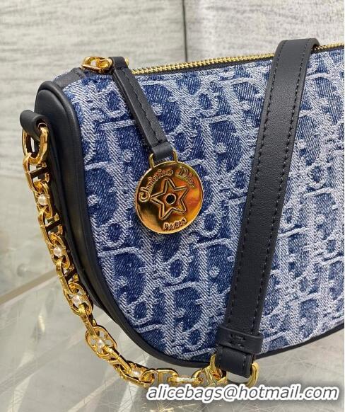 Hot Style Dior Callisto Moon Medium bag in  Denim Dior Oblique Jacquard CD24076 Blue 2024