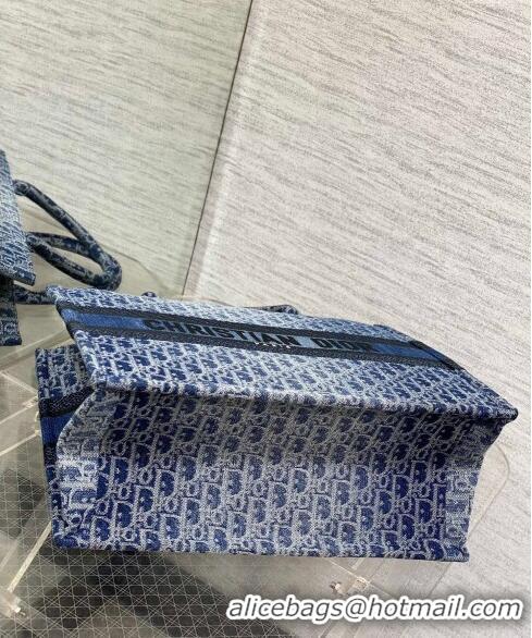 Best Product Dior Medium Book Tote Bag in Denim Dior Oblique Jacquard CD4078 Blue 2024