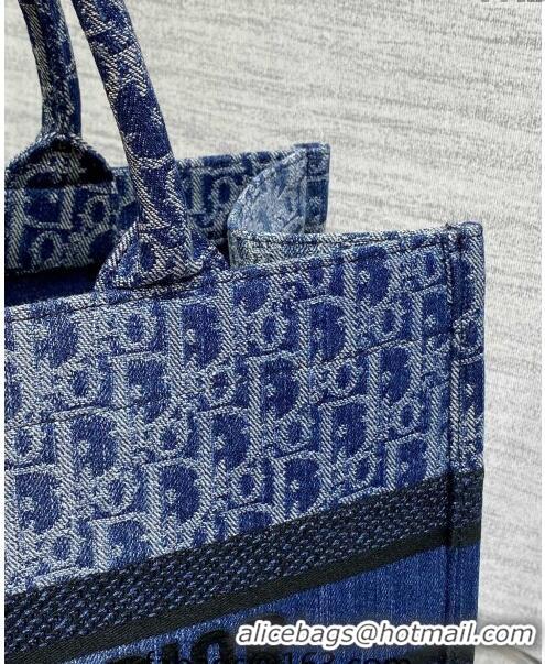 Best Product Dior Medium Book Tote Bag in Denim Dior Oblique Jacquard CD4078 Blue 2024