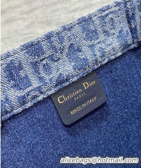 Best Product Dior Medium Book Tote Bag in Denim Dior Oblique Jacquard CD4078 Blue 2024