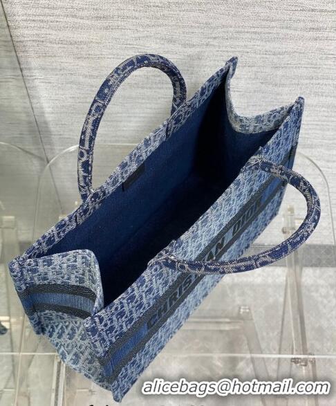 Best Product Dior Medium Book Tote Bag in Denim Dior Oblique Jacquard CD4078 Blue 2024