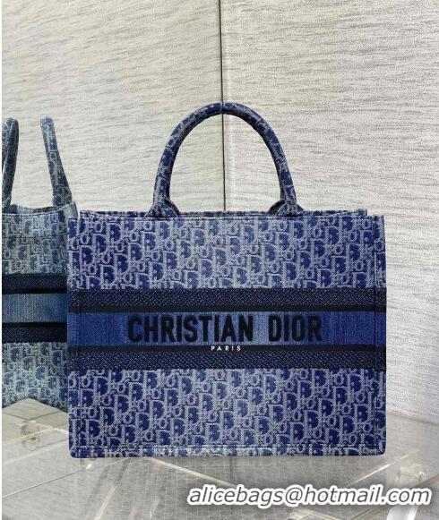 Best Product Dior Medium Book Tote Bag in Denim Dior Oblique Jacquard CD4078 Blue 2024