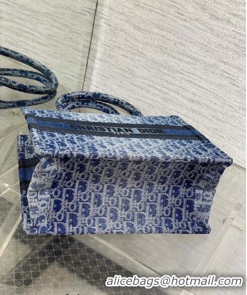 Most Popular Dior Small Book Tote Bag in Denim Dior Oblique Jacquard CD4079 Blue 2024