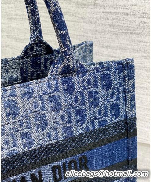 Most Popular Dior Small Book Tote Bag in Denim Dior Oblique Jacquard CD4079 Blue 2024