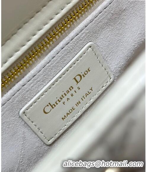 Inexpensive Dior Small Lady Dior MY ABCDior Bag in Cannage Lambskin with Gold-Finish Zodiac Sign Studs CD4082 White 2024