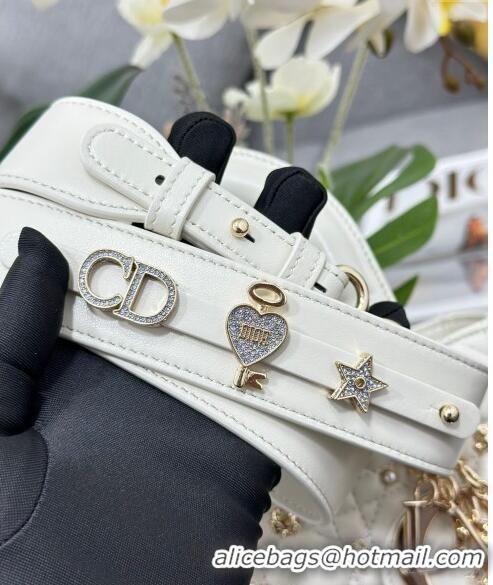 Inexpensive Dior Small Lady Dior MY ABCDior Bag in Cannage Lambskin with Gold-Finish Zodiac Sign Studs CD4082 White 2024