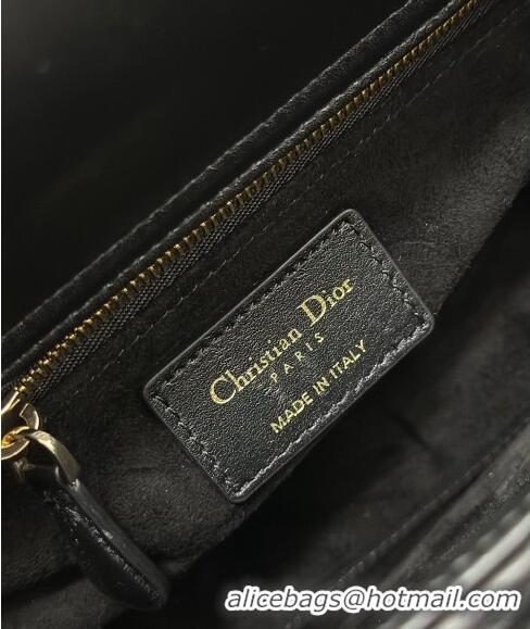 Grade Quality Dior Small Lady Dior MY ABCDior Bag in Cannage Lambskin with Gold-Finish Zodiac Sign Studs CD4082 Black 20