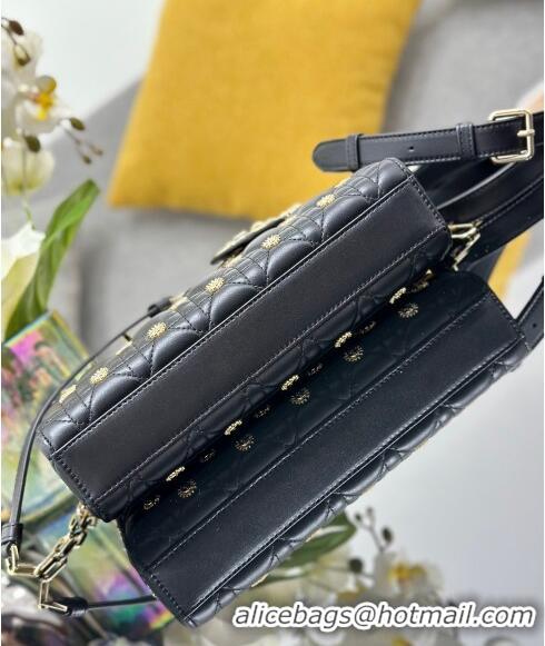 Shop Best Dior Medium Lady D-Joy Bag in Cannage Lambskin with Gold-Finish Sun Studs CD4085 Black 2024