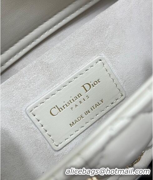 Best Product Dior Medium Lady D-Joy Bag in Cannage Lambskin with Gold-Finish Sun Studs CD4085 White 2024