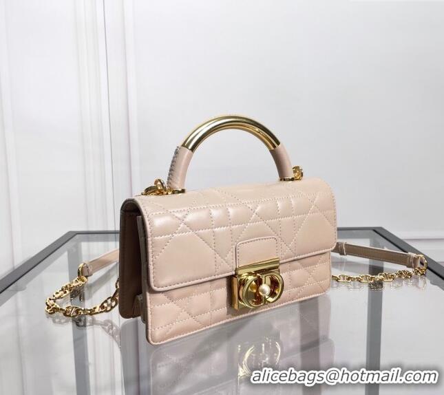 Luxury Cheap Dior Mini Dior Ange Top handle Bag in Macrocannage Calfskin CD4087 Beige 2024