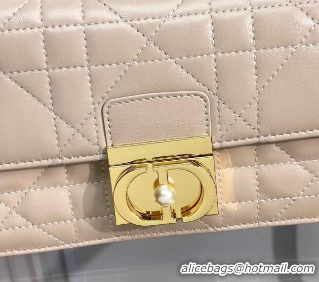 Luxury Cheap Dior Mini Dior Ange Top handle Bag in Macrocannage Calfskin CD4087 Beige 2024