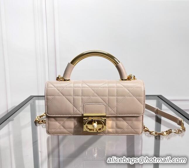 Luxury Cheap Dior Mini Dior Ange Top handle Bag in Macrocannage Calfskin CD4087 Beige 2024