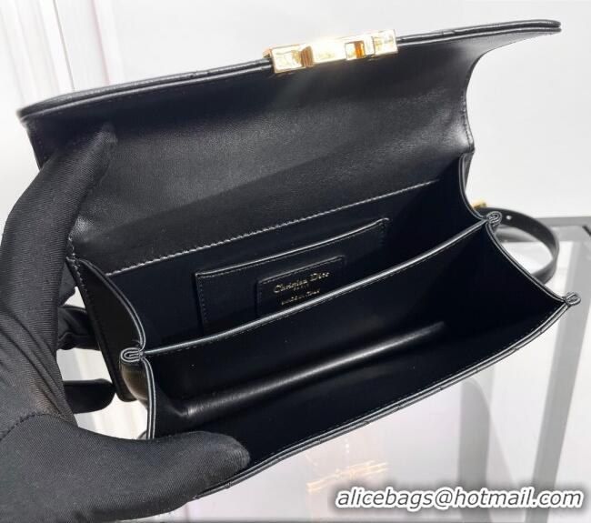 Luxurious Dior Mini Dior Ange Top handle Bag in Macrocannage Calfskin CD4087 Black 2024