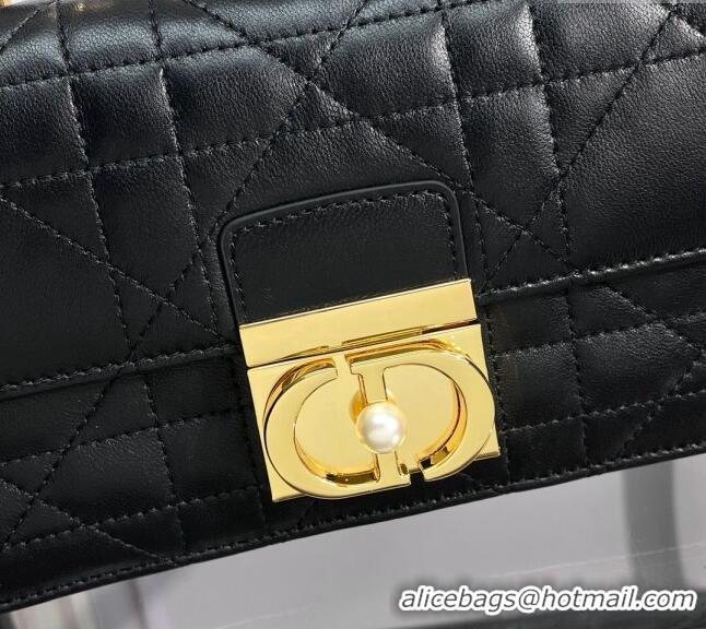 Luxurious Dior Mini Dior Ange Top handle Bag in Macrocannage Calfskin CD4087 Black 2024