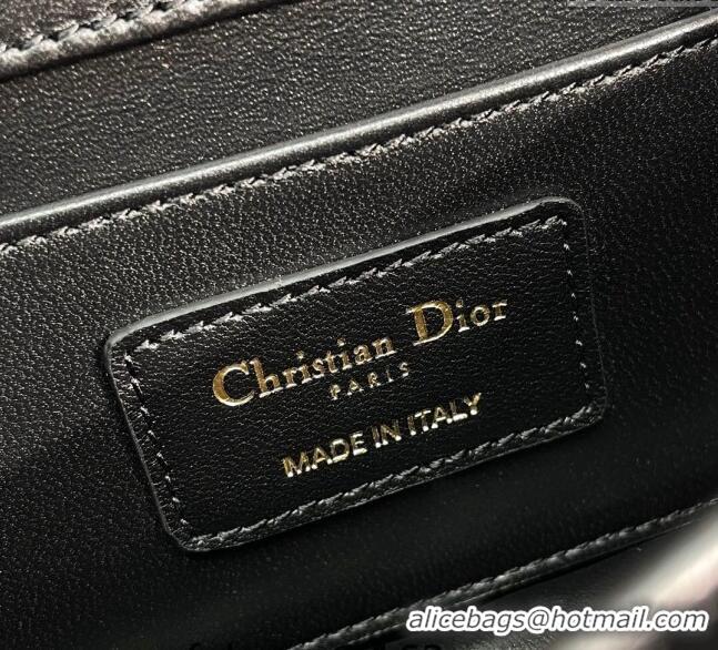 Luxurious Dior Mini Dior Ange Top handle Bag in Macrocannage Calfskin CD4087 Black 2024