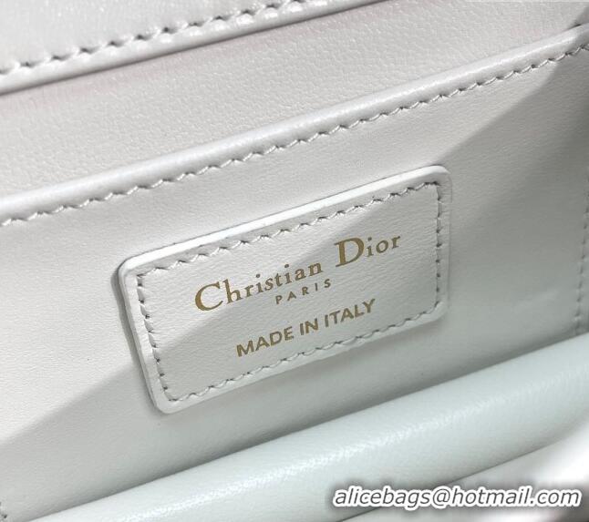 Luxurious Dior Mini Dior Ange Top handle Bag in Macrocannage Calfskin CD4087 White 2024