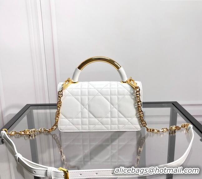 Luxurious Dior Mini Dior Ange Top handle Bag in Macrocannage Calfskin CD4087 White 2024