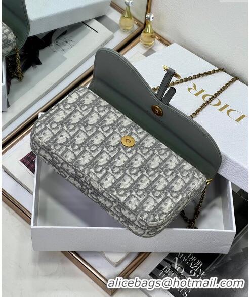 New Release Creation Dior Sanddle Pouch with Chain Mini Bag Blue Oblique Jacquard CD4093 Grey 2024