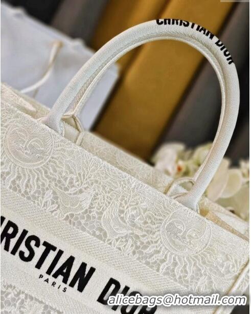 Top Grade Dior Medium Book Tote Bag  in Toile de Jouy Soleil Macrame CD2801 White 2024