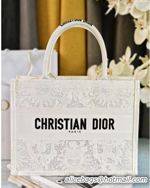 Top Grade Dior Medium Book Tote Bag  in Toile de Jouy Soleil Macrame CD2801 White 2024