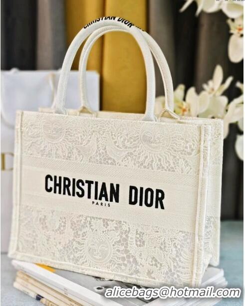 Top Grade Dior Medium Book Tote Bag  in Toile de Jouy Soleil Macrame CD2801 White 2024