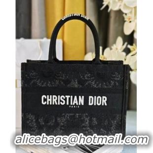 Original Cheap Dior Medium Book Tote Bag in Toile de Jouy Soleil Macrame CD2801 Black 2024