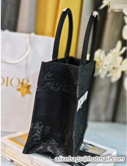 Original Cheap Dior Medium Book Tote Bag in Toile de Jouy Soleil Macrame CD2801 Black 2024