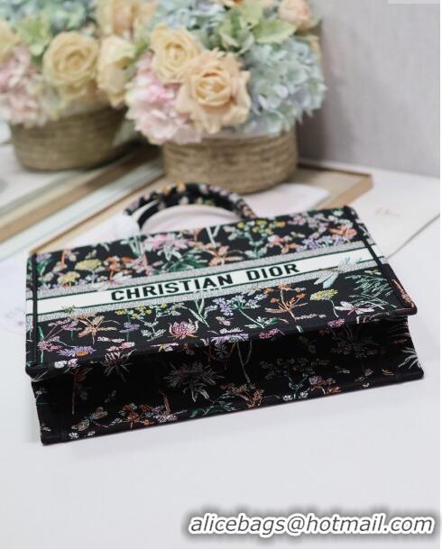 Market Sells Dior Large Book Tote Bag in Multicolor Dior Herbarium Embroidery CD2803 Black 2024