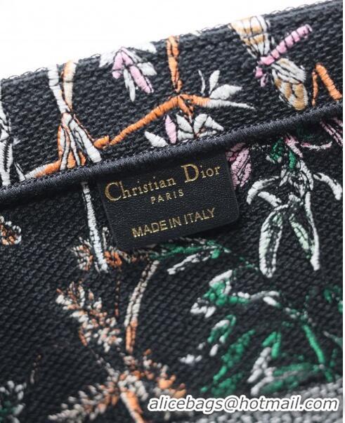 Market Sells Dior Large Book Tote Bag in Multicolor Dior Herbarium Embroidery CD2803 Black 2024