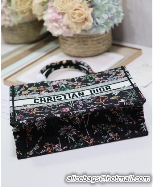 Buy New Cheap Dior Medium Book Tote Bag  in Multicolor Dior Herbarium Embroidery CD2804 Black 2024