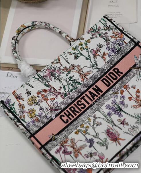 Buy Grade Dior Large Book Tote Bag in Multicolor Dior Herbarium Embroidery CD2803 White 2024