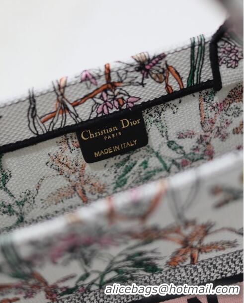 Buy Classic Dior Medium Book Tote Bag in Multicolor Dior Herbarium Embroidery CD2804 White 2024