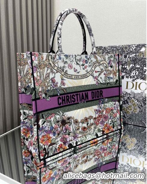 Best Price Dior Large Book Tote Bag in Ecru Multicolor Dior 4 Saisons Été Soleil CD2803 Purple 2024