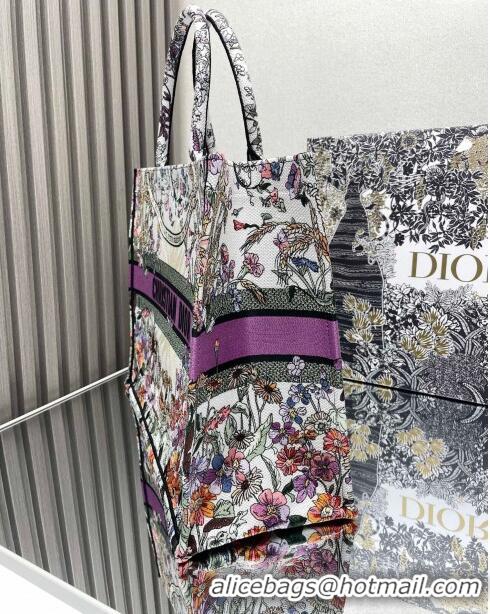 Best Price Dior Large Book Tote Bag in Ecru Multicolor Dior 4 Saisons Été Soleil CD2803 Purple 2024