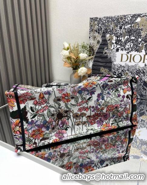 Best Price Dior Large Book Tote Bag in Ecru Multicolor Dior 4 Saisons Été Soleil CD2803 Purple 2024