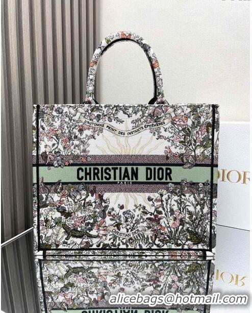 Original Cheap Dior Large Book Tote Bag in Ecru Multicolor Dior 4 Saisons Automne Soleil Ecru Multicolor CD2803 Green 20