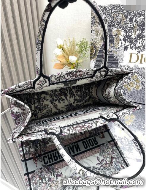 Good Quality Dior Medium Book Tote Bag in Ecru Multicolor Dior 4 Saisons Hiver Soleil CD2804 Grey 2024