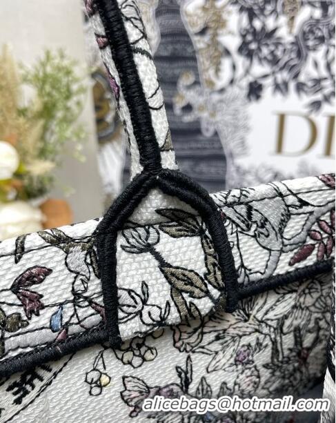 Good Quality Dior Medium Book Tote Bag in Ecru Multicolor Dior 4 Saisons Hiver Soleil CD2804 Grey 2024