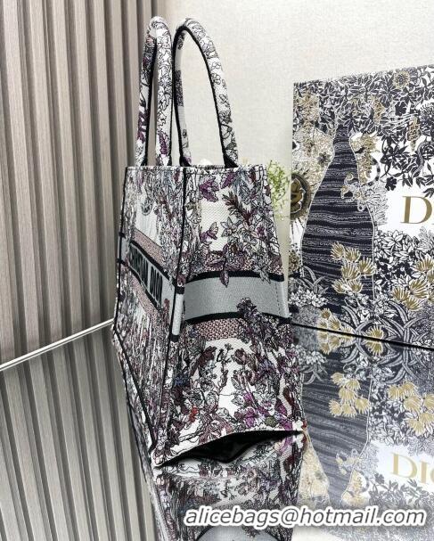 Good Quality Dior Medium Book Tote Bag in Ecru Multicolor Dior 4 Saisons Hiver Soleil CD2804 Grey 2024