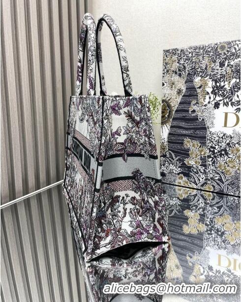 Good Quality Dior Medium Book Tote Bag in Ecru Multicolor Dior 4 Saisons Hiver Soleil CD2804 Grey 2024