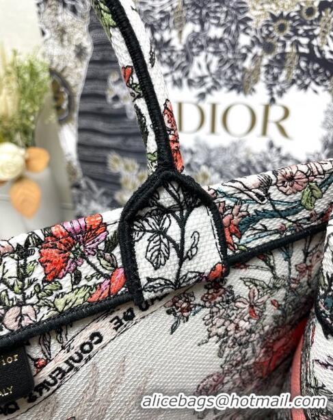 New Cheap Dior Medium Book Tote Bag in Ecru Multicolor Dior 4 Saisons Printemps Soleil CD2804 Pink 2024