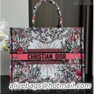 Fashion Dior Large Book Tote Bag Bag in Ecru Multicolor Dior 4 Saisons Printemps Soleil CD2803 Pink 2024