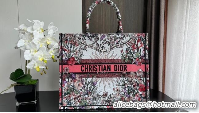 Fashion Dior Large Book Tote Bag Bag in Ecru Multicolor Dior 4 Saisons Printemps Soleil CD2803 Pink 2024