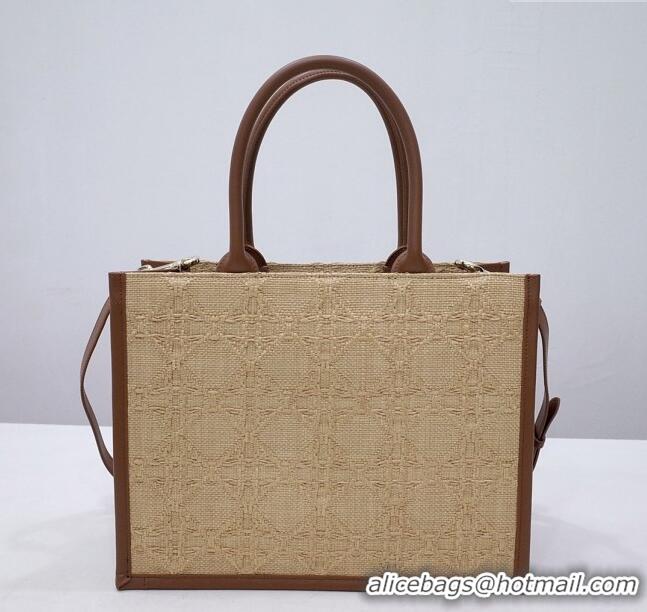 Buy Fashionable Dior Medium Book Tote Bag in Cannage Raffia CD2814 Beige 2024